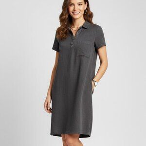 GAP Shadow Grey 100% Tencel Lyocell Short Sleeved Pocketed Causal Collared Dress